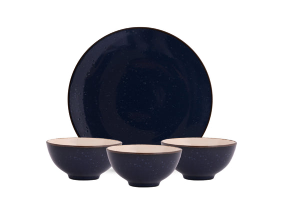 Hitkari Porcelain Rustic Navy 6 Veg Bowl & 6 Side Plate