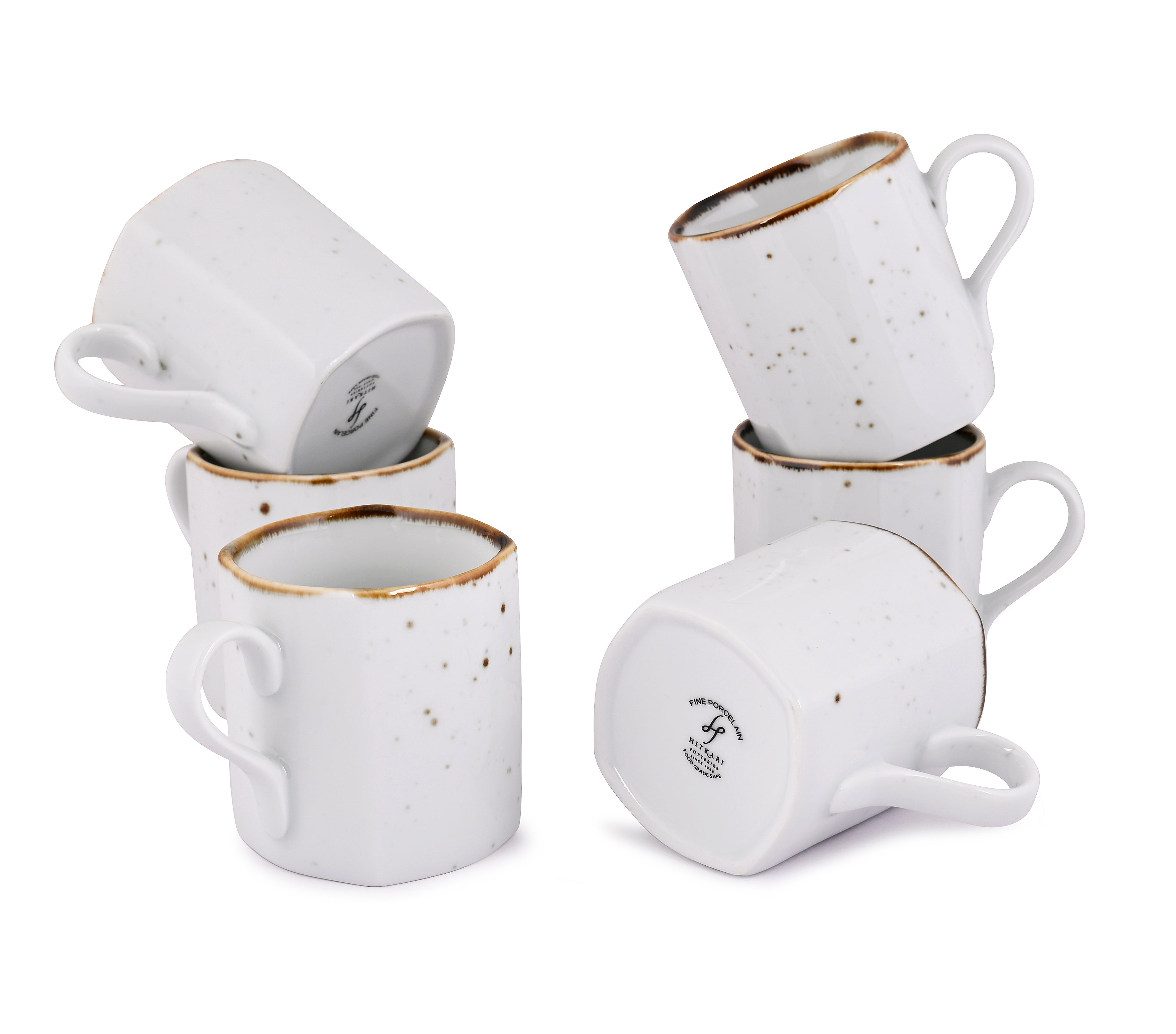 WHITE SPARKLE COFFEE MUGS SET OF 6 SL 56 Hitkari Potteries white-sparkle-coffee-mugs-set-of-6-sl-56-hitkari-potteries