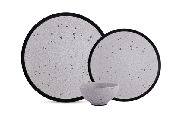 Hitkari Porcelain Raw Grey 4 Sied Plate With 4 Veg Bowl And 4 Full Plate
