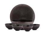 Hitkari Porcelain Rustic Brown 1 Serving Bowl With 8 Veg Bowl And 4 Full Plate