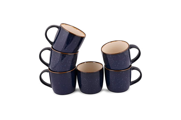 Rustic Navy Grey Coffee Mug Set of 6 Pc
