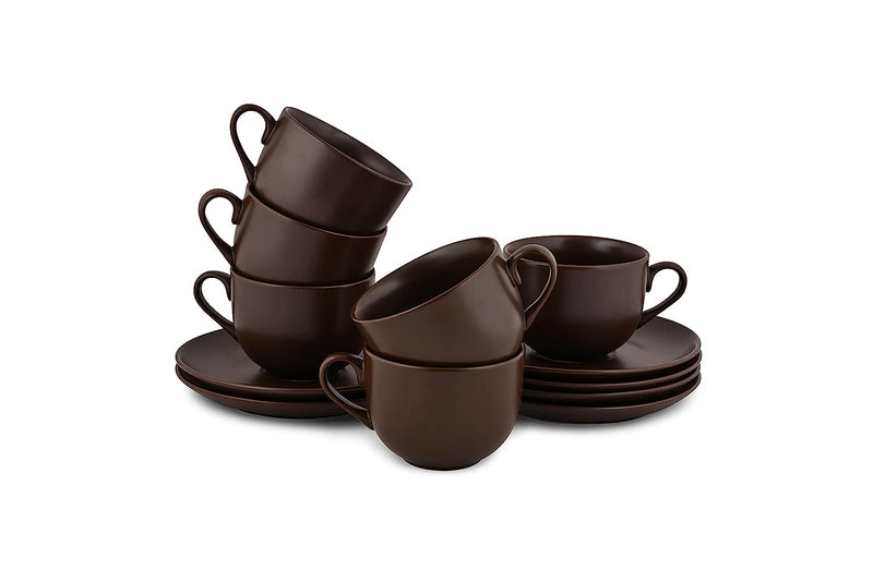MATT CHOCO BROWN - 17 PC. TEA SET