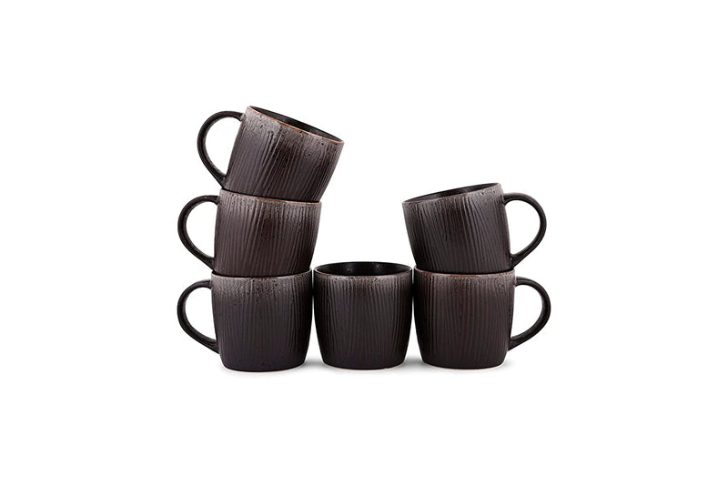 Rustic Brown Coffee Mug Set 6 Pcs