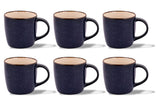 Rustic Navy Grey Coffee Mug Set of 6 Pc