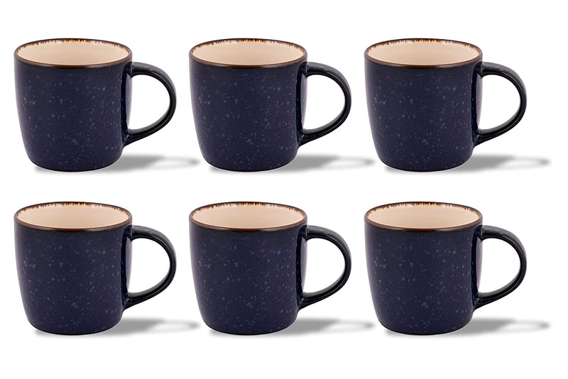 Rustic Navy Grey Coffee Mug Set of 6 Pc