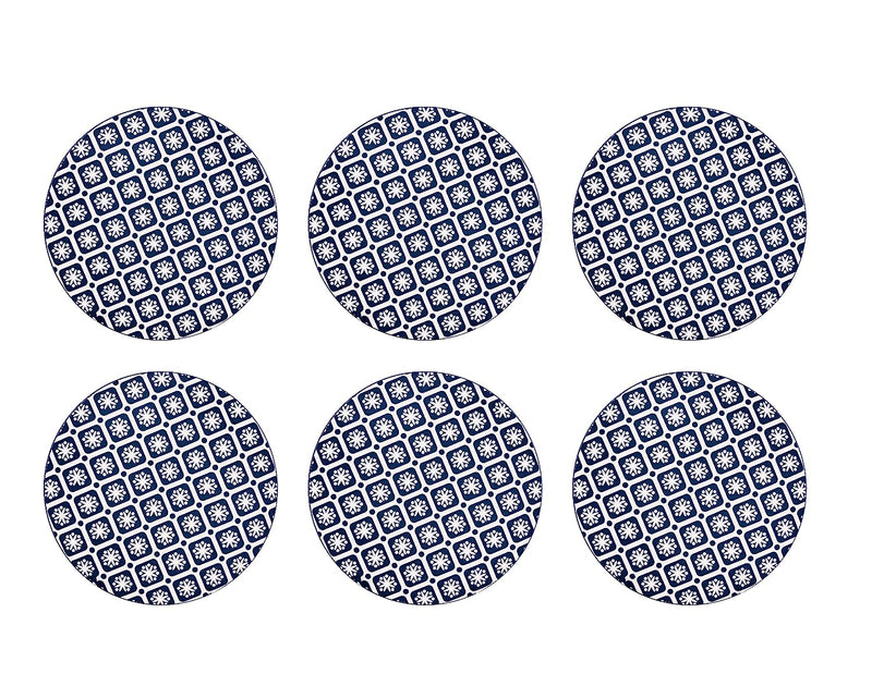 CINNAFLOWER INDIGO Full Plate Set Of 6