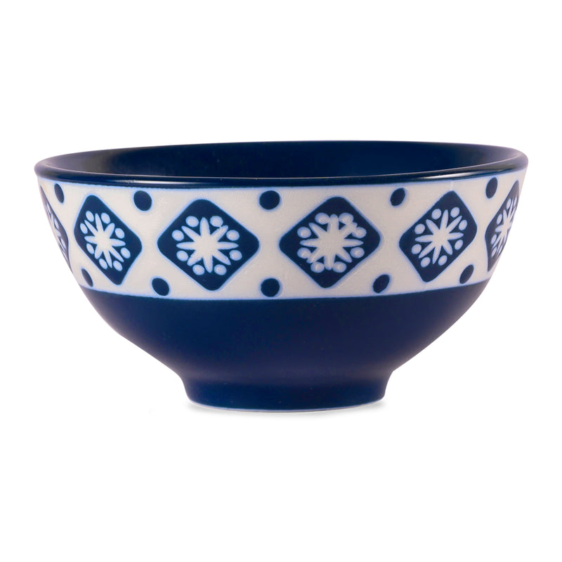 Hitkari Porcelain Cinnaflower Indigo 6 Veg Bowl & 6 Side Plate