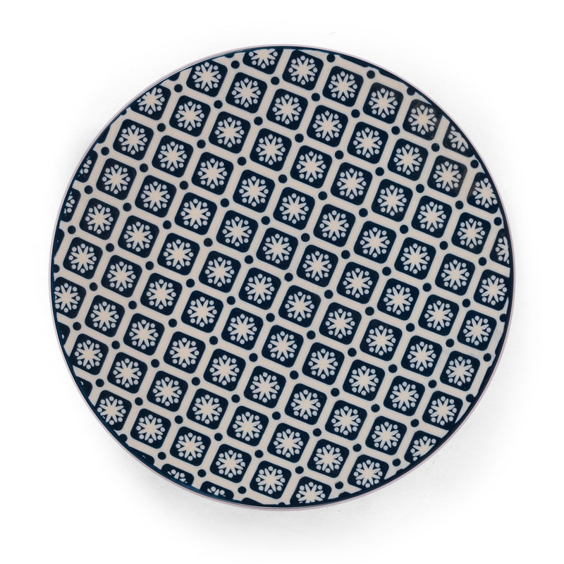 Hitkari Porcelain Cinnaflower Indigo 8 Full Plate & Side Plate