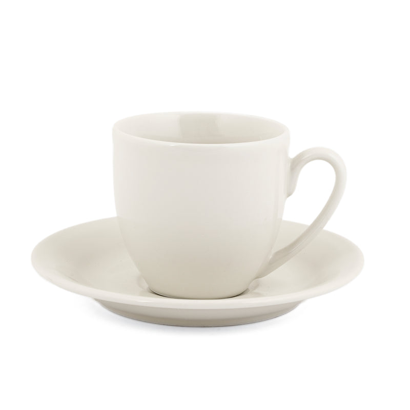 Hitkari Basics Ivory Glossy Porcelain Cup and Saucer Set | 190ml Elegant Tea & Coffee Set of 12 | Ideal Gift for Housewarming & Festivals