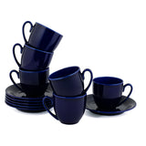 Hitkari Basics Cobalt Glossy Porcelain Cup and Saucer Set | 190ml Elegant Tea & Coffee Set of 12 | Ideal Gift for Housewarming & Festivals