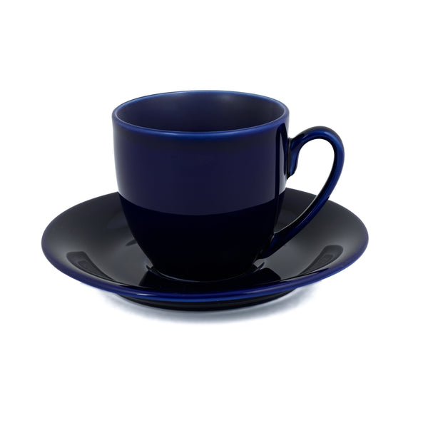Hitkari Basics Cobalt Glossy Porcelain Cup and Saucer Set | 190ml Elegant Tea & Coffee Set of 12 | Ideal Gift for Housewarming & Festivals