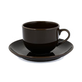 Hitkari Basics Brown Glossy Porcelain Cup and Saucer Set | 240ml Elegant Tea & Coffee Set of 12 | Ideal Gift for Housewarming & Festivals