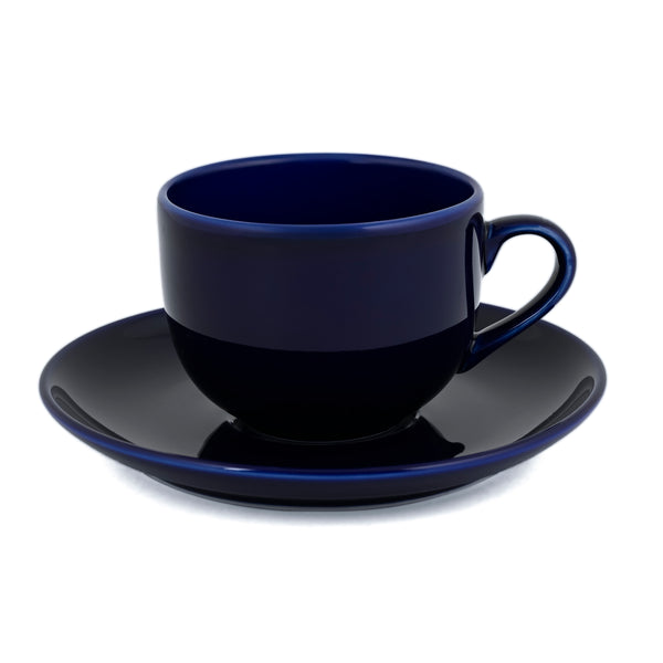Hitkari Basics Cobalt Glossy Porcelain Cup and Saucer Set | 240ml Elegant Tea & Coffee Set of 12 | Ideal Gift for Housewarming & Festivals