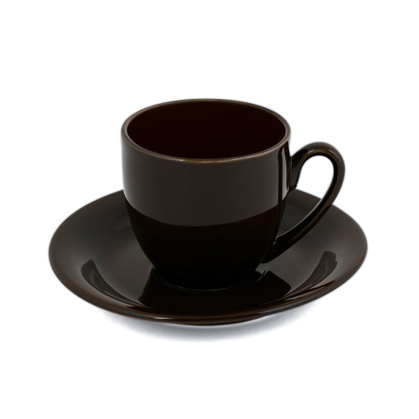 Hitkari Basics Brown Glossy Porcelain Cup and Saucer Set | 190ml Elegant Tea & Coffee Set of 12 | Ideal Gift for Housewarming & Festivals