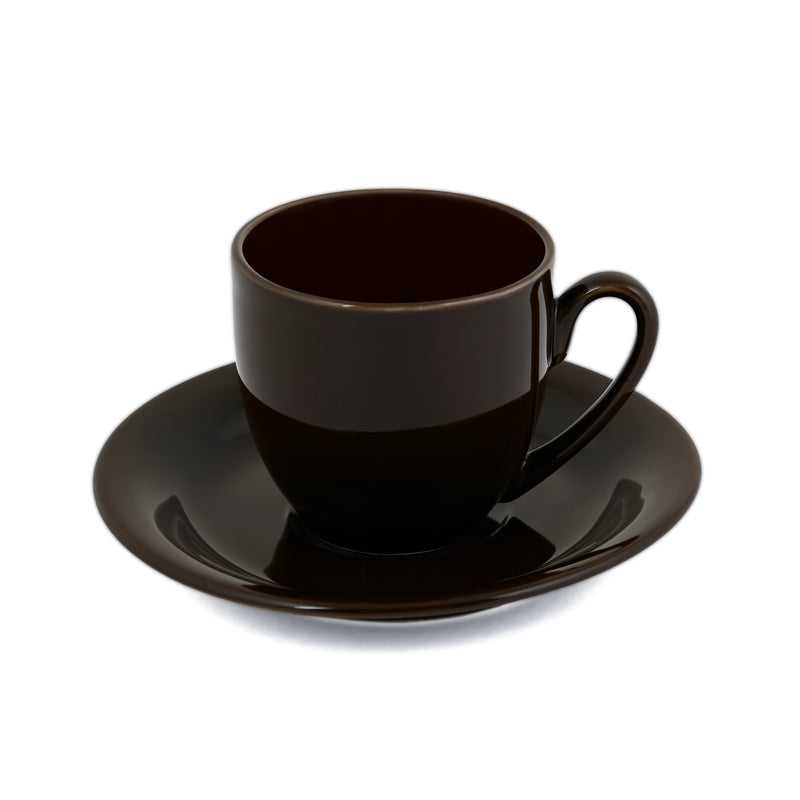 Hitkari Basics Brown Glossy Porcelain Cup and Saucer Set | 190ml Elegant Tea & Coffee Set of 12 | Ideal Gift for Housewarming & Festivals