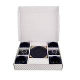 Hitkari Basics Cobalt Glossy Porcelain Cup and Saucer Set | 240ml Elegant Tea & Coffee Set of 12 | Ideal Gift for Housewarming & Festivals