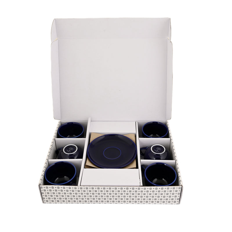 Hitkari Basics Cobalt Glossy Porcelain Cup and Saucer Set | 240ml Elegant Tea & Coffee Set of 12 | Ideal Gift for Housewarming & Festivals