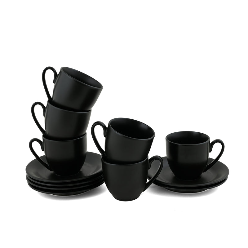 Cup & Saucer Set of 12pc. CS2 - MATTE BLACK