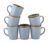 Crackled Blue Matte COFFEE MUGS SET OF 6