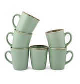 Crackled Green Matte COFFEE MUGS SET OF 6