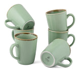 Crackled Green Matte COFFEE MUGS SET OF 6