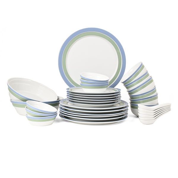 Hitkari Porcelain Zoraida Dinner Set – 33 Pcs Luxury Dinnerware for 6 | Plates, Bowls & Platter for Home & Kitchen