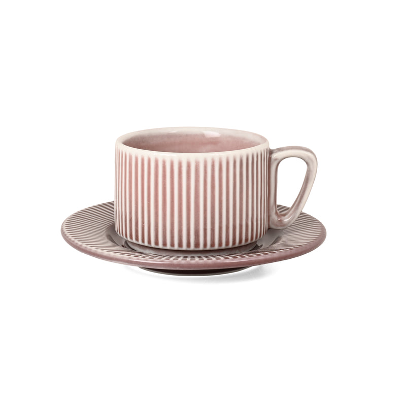 Hitkari Copper-Wash Porcelain Tea Cup & Saucer Set of 6 – Luxury Finish, Microwave & Dishwasher Safe