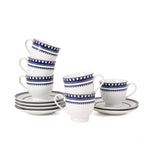 Hitkari Renata Porcelain Tea Cup & Saucer Set of 6 – Elegant Luxury Finish, Microwave & Dishwasher Safe