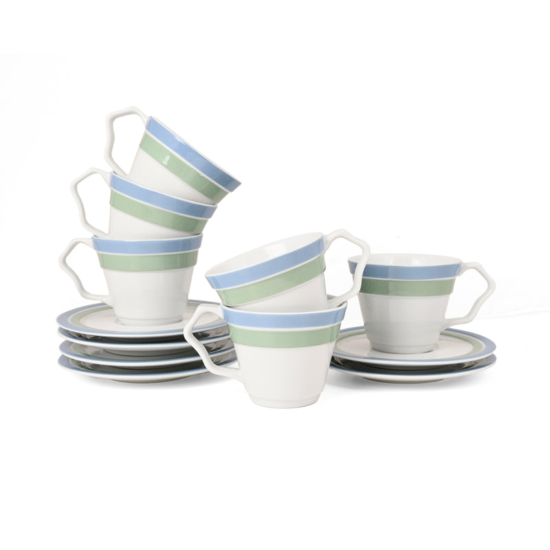 Hitkari Zoraida Porcelain Tea Cup & Saucer Set of 6 – Elegant Luxury Finish, Microwave & Dishwasher Safe