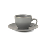 Hitkari Grey Matt Porcelain Cup & Saucer Set of 6 – Premium Matte Finish, Microwave & Dishwasher Safe