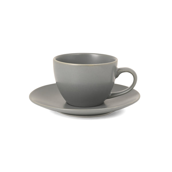 Hitkari Grey Matt Porcelain Cup & Saucer Set of 6 – Premium Matte Finish, Microwave & Dishwasher Safe