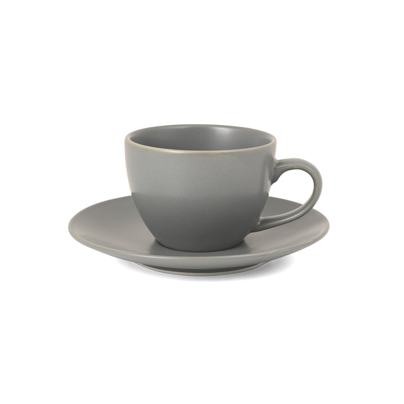 Hitkari Grey Matt Porcelain Cup & Saucer Set of 6 – Premium Matte Finish, Microwave & Dishwasher Safe