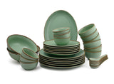 Crackled Matt Green Glaze Porcelain 33Pc. Dinner Set