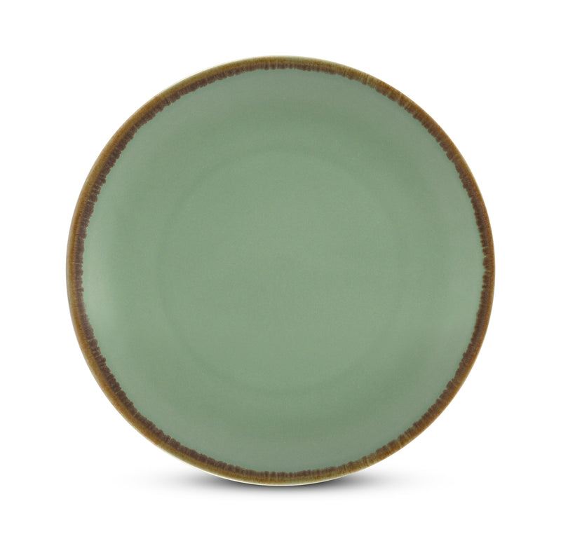 Crackled Matt Green Glaze Porcelain 33Pc. Dinner Set