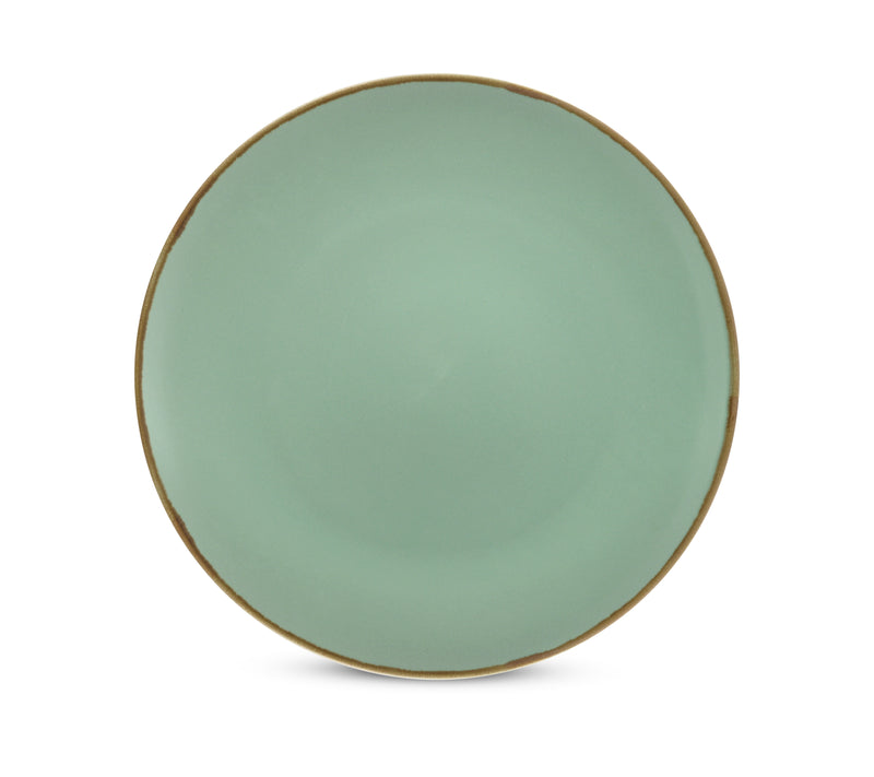 Crackled Matt Green Glaze Porcelain 33Pc. Dinner Set