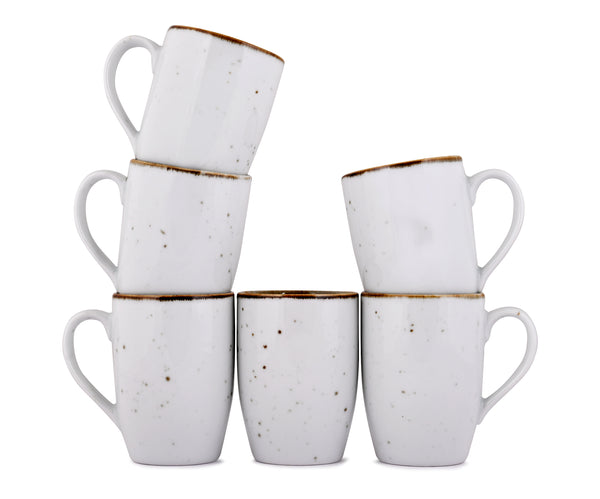 WHITE SPARKLE COFFEE MUGS SET OF 6 (SL-35)