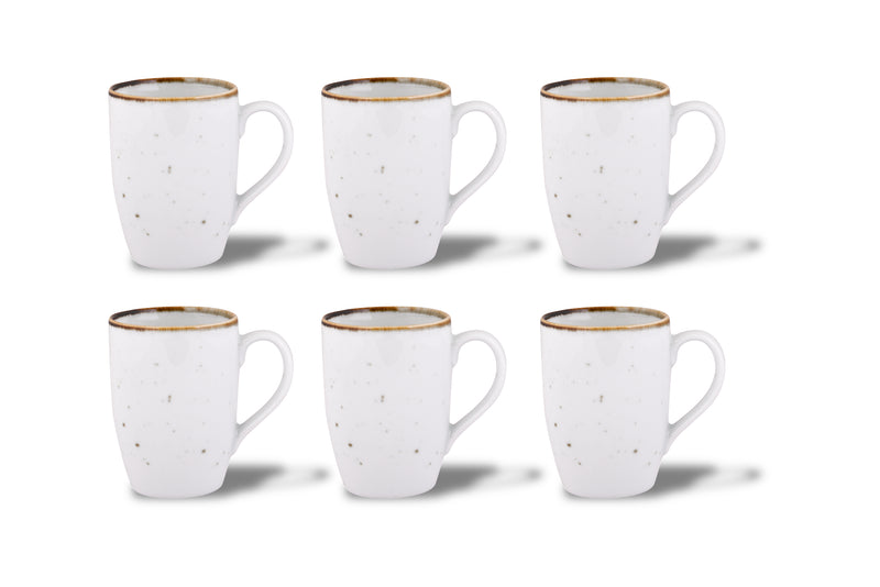 WHITE SPARKLE COFFEE MUGS SET OF 6 (SL-35)