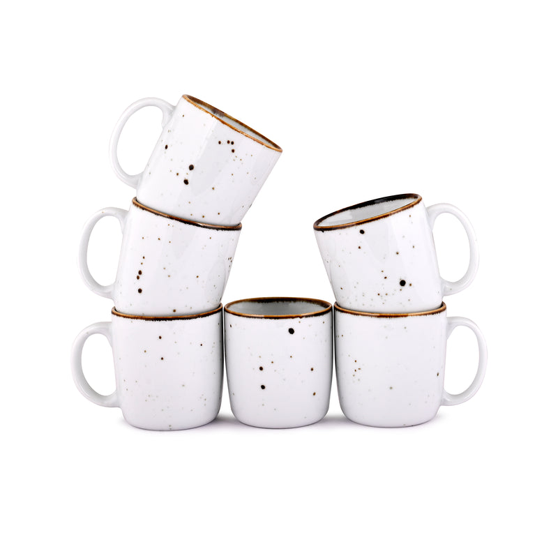 WHITE SPARKLE COFFEE MUGS SET OF 6 (SL-04)