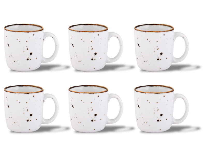 WHITE SPARKLE COFFEE MUGS SET OF 6 (SL-04)