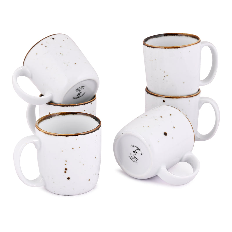 WHITE SPARKLE COFFEE MUGS SET OF 6 (SL-04)