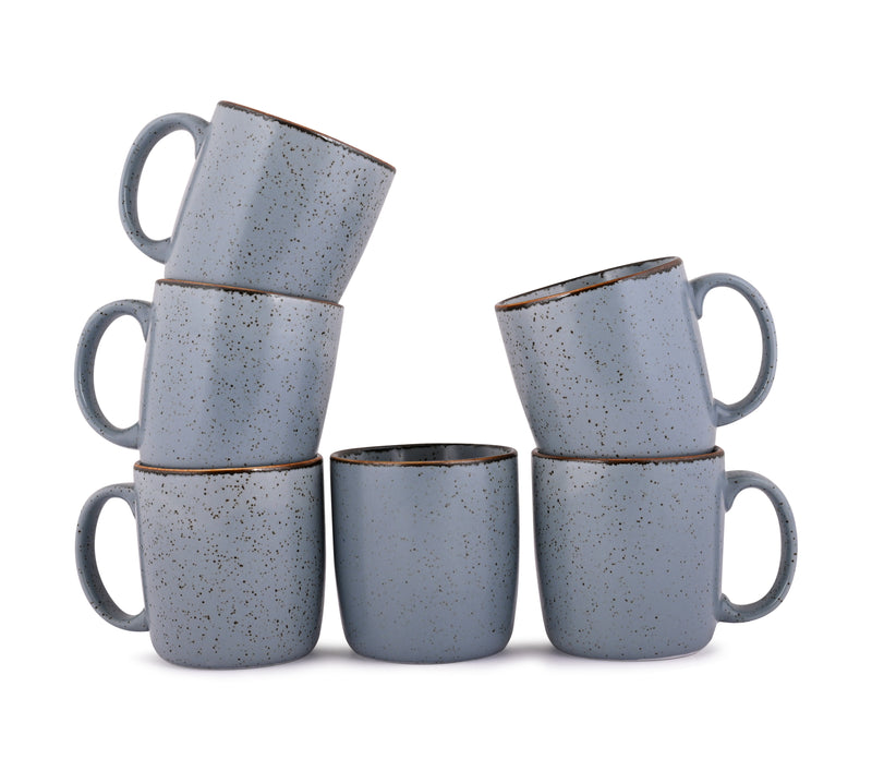 MATT GREY SKY COFFEE MUGS SET OF 6 (SL-04)