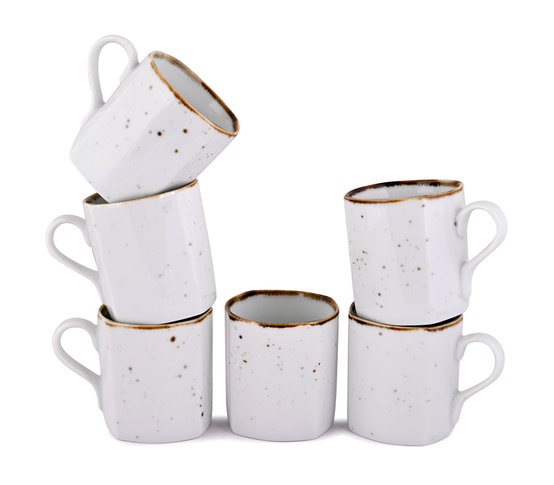WHITE SPARKLE COFFEE MUGS SET OF 6 (SL-56)
