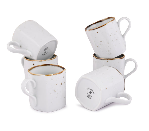 WHITE SPARKLE COFFEE MUGS SET OF 6 (SL-56)