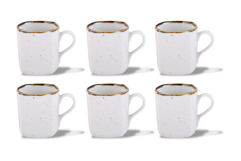 WHITE SPARKLE COFFEE MUGS SET OF 6 (SL-56)