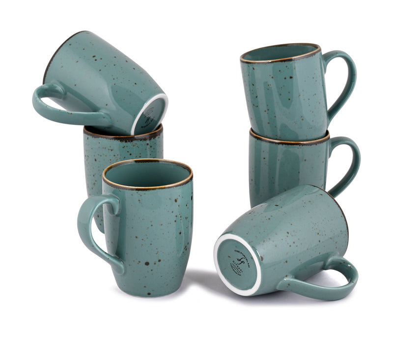 GREEN GLOSSY FOREST COFFEE MUGS SET OF 6 (SL-35)