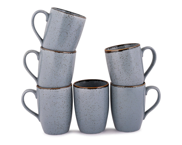 MATT GREY SKY COFFEE MUGS SET OF 6 (SL-35)