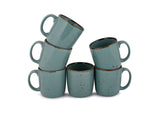 GREEN GLOSSY FOREST COFFEE MUGS SET OF 6 (SL-4)