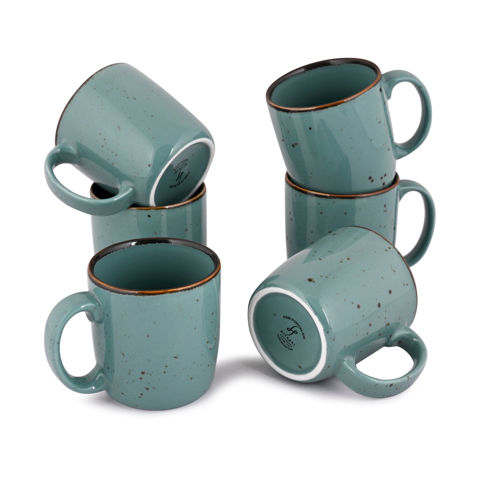 GREEN GLOSSY FOREST COFFEE MUGS SET OF 6 (SL-4) – Hitkari Potteries