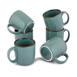 GREEN GLOSSY FOREST COFFEE MUGS SET OF 6 (SL-4)