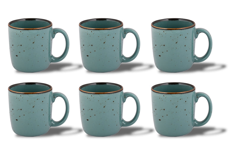 GREEN GLOSSY FOREST COFFEE MUGS SET OF 6 (SL-4)